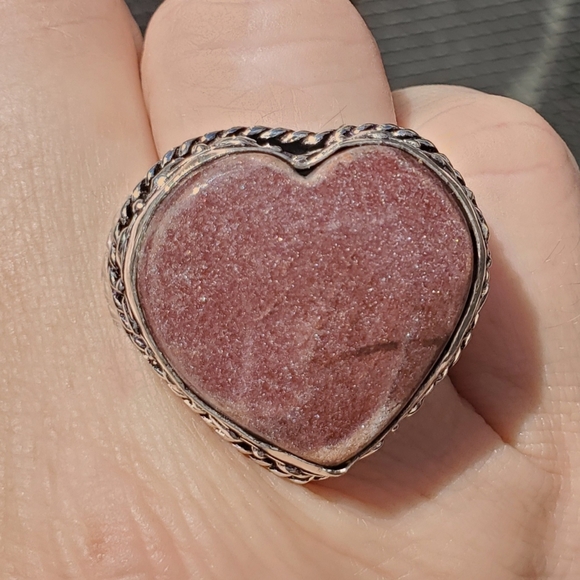 New Heart Shaped Red Sunstone 925 Silver Ring. - Picture 9 of 14